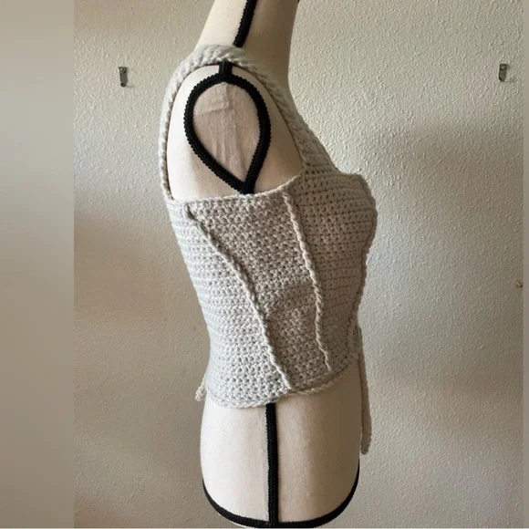 Handmade crochet corset top with adjustable front - Picture 2 of 4